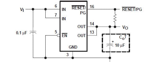 Typical Application for TPS77518MPWPQ1 Fast Transient Response and Be Stable 500-mA Low-Dropout Voltage Regulators