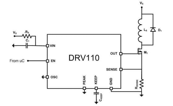 Typical Application for POWER SAVING SOLENOID CONTROLLER WITH INTEGRATED SUPPLY REGULATION