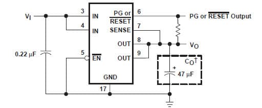 Typical Application for TPS75433-Q1 low-dropout regulators with integrated power-on reset and power good (PG)