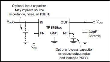 Typical Application for TPS79929 200mA, Low Quiescent Current, Ultra-Low Noise, High PSRR Low Dropout Linear Regulator