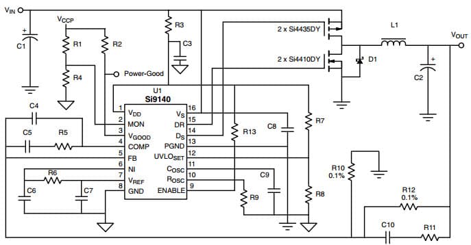 Typical Application for Si9140 MP Controller for High performance Process Power Supplies