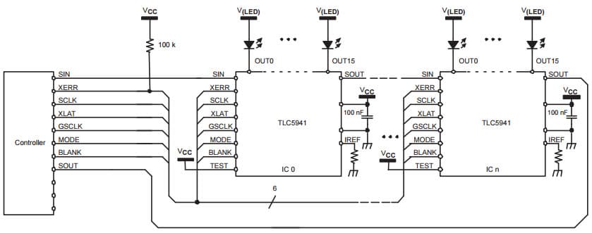 Typical Application for 16 Channel LED Driver W/Dot Correction/Grayscale PWM Control