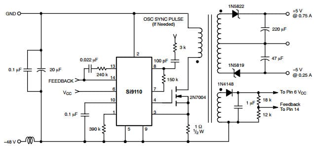 Typical Application for Si9110 High-Voltage Switch mode Controllers