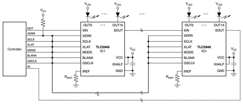 Typical Application for 16-Channel, 12-Bit PWM LED Driver with 6-Bit Dot Correction