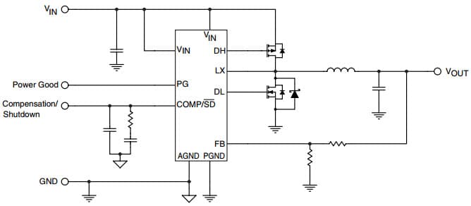 Typical Application for SiP12202 Synchronous Step Down Controller