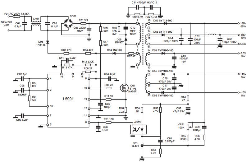 Typical Application Using L5991 for Computer Monitors (90W)