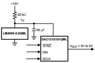 Typical Application for LM4050QML as a power supply and reference, Precision Micro-power Shunt Voltage Reference