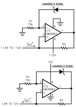 Typical Application for LM4050QML Precision 1 micro-A to 1 mA Current Sources, Precision Micro-power Shunt Voltage Reference