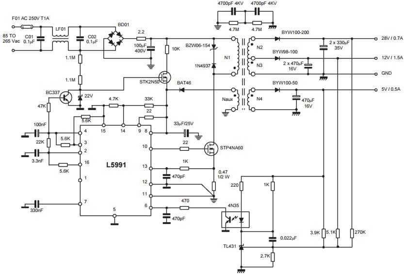 Typical Application Using L5991 for Inkjet Printers (40W)