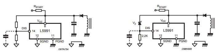 Typical Application for L5991 Protection Against Overvoltage/Feedback Disconnection (latched)