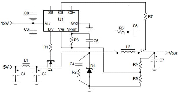 Typical Application for Iru3034 5V To 3.3V With Loss-Less Short Circuit Protection (Output Uvlo Detection)