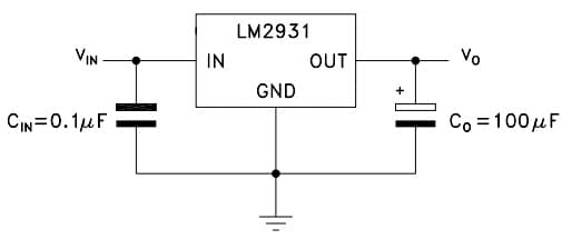 Typical Application Circuit for LM2931D-R Very low drop voltage regulators with inhibit function