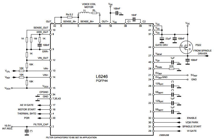 Typical Application for 12V Voice Coil Motor Driver