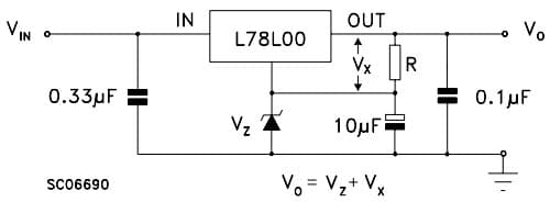 Typical Application of Edit boost circuit for L78L09AB Positive Voltage Regulator