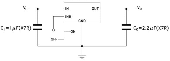 Typical Application for LD2980ABU50TR SOT-89 Ultra low drop voltage regulators compatible with low ESR inhibit output capacitors