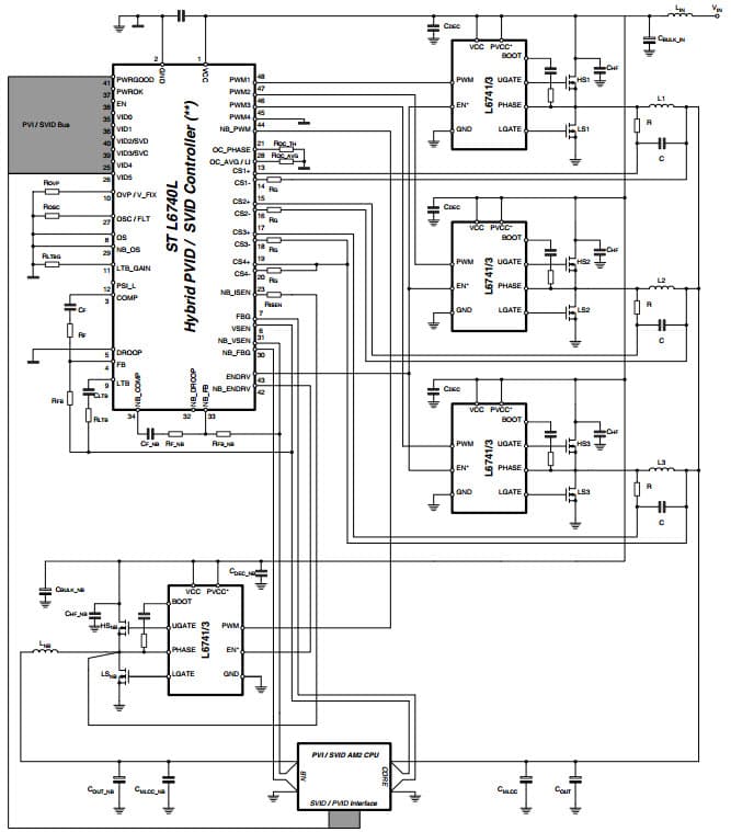 Typical 3+1 Application for L6740LTR Hybrid controller (4+1) for AMD SVID and PVID processors