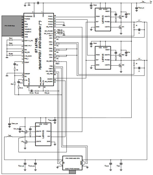 Typical 2+1 Application for L6740LTR Hybrid controller (4+1) for AMD SVID and PVID processors