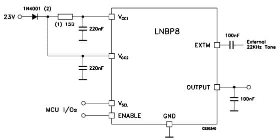 Typical Application Circuit for Lnbp8 Single Supply Solution, Lnb Supply and Control Voltage Regulator