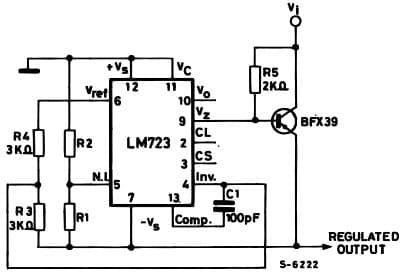 Typical Application for LM723 Negative Voltage Regulator