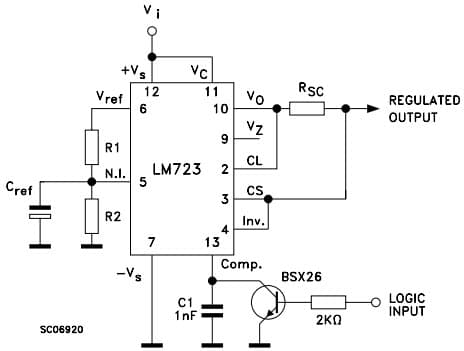 Typical Application for LM723 Positive switching Regulator