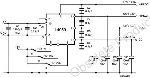 Typical Application for L4959 Multifunction Voltage Regulator for Home ...