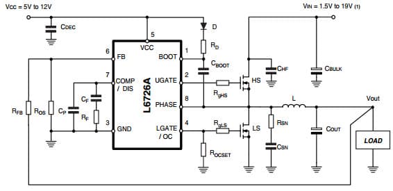 Typical Application for L6726ATR Single phase PWM controller