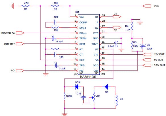 Typical Application for KA3511DS Intelligent Voltage Mode PWM IC