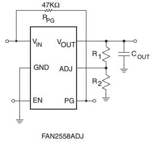 Typical Application Circuit for FAN2558 180mA Low Voltage CMOS LDO