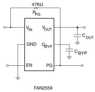 Typical Application Circuit for FAN2558 180mA Low Voltage CMOS LDO