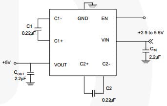 Typical Application Circuit for FAN5665 high efficiency adaptive charge pump