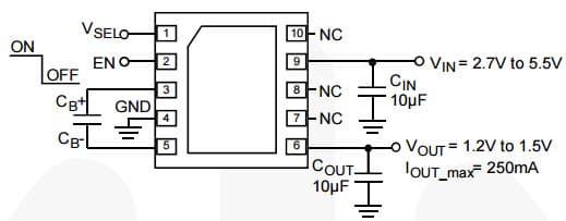 Typical Application for FAN5631 Regulated Step-Down Charge Pump DC/DC Converter