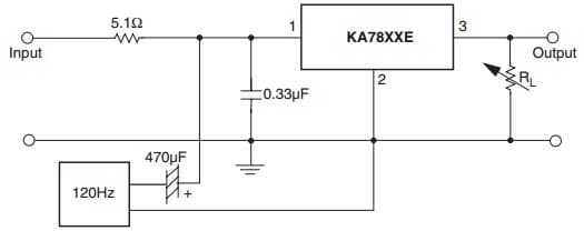 Typical Application for KA7818AE, 3-Terminal 1A Positive Voltage Regulator for Ripple Rejection