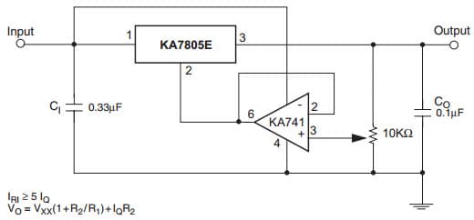 Typical Application for KA7818AE, 3-Terminal 1A Positive Adjustable Output Regulator (7 to 30V)