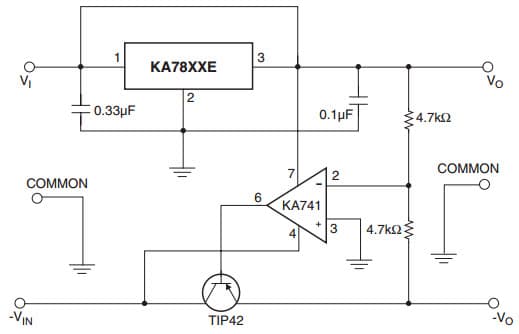 Typical Application for KA7818AE, 3-Terminal 1A Tracking Voltage Regulator