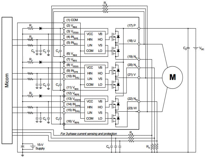 Typical Application Circuit for FSB52006S Smart Power Module (SPM)