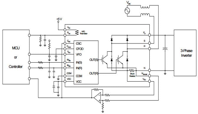 Typical Application for FPDB30PH60 PFC SPM 3 Series for 2-Phase Bridgeless PFC