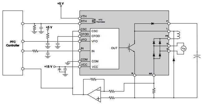 Typical Application Circuit for FPAB30BH60B Smart Power Module(SPM) for Front-End Rectifier