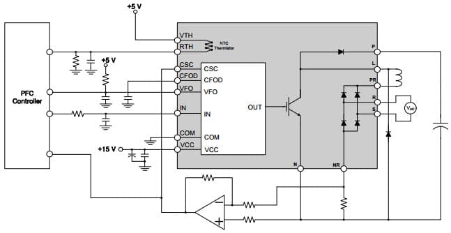 Typical Application Circuit for FPAB30BH60 Smart Power Module(SPM) for Front-End Rectifier