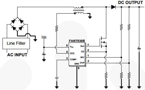 Typical Application for FAN7930B Critical Conduction Mode PFC Controller