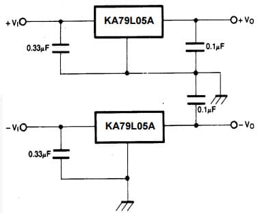 Typical Application Circuit for KA79L05AZTA, 3-Terminal 0.1A Positive and Negative Regulator