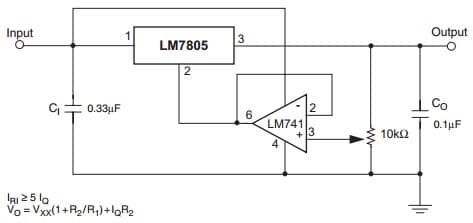 Typical Application for LM7810CT Adjustable Output Regulator (7V to 30V)