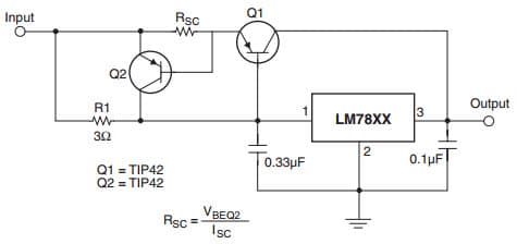 Typical Application for LM7810CT High Output Current with Short Circuit Protection