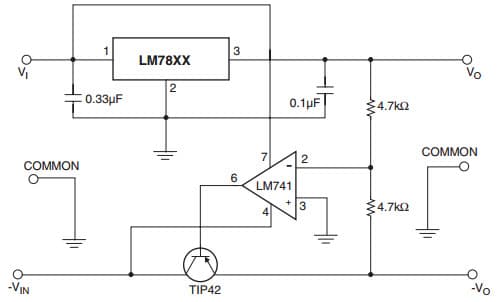 Typical Application for LM7810CT 3-Terminal 1A Positive Tracking Voltage Regulator