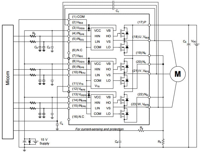 Typical Application Circuit for FSB50660SFS Motion SPM 5 SuperFET Series