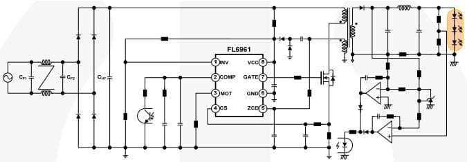 Typical Application for FL6961 Single Stage PFC Converter