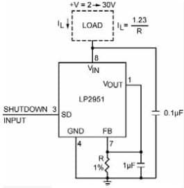 Typical Application for LP2951 Low Drift Current Source Regulator