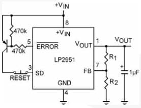 Typical Application for LP2951 Latch Off When Error Flag Occurs