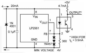 Typical Application for LP2951 Open Circuit Detector for 4 to 20mA Current Loop