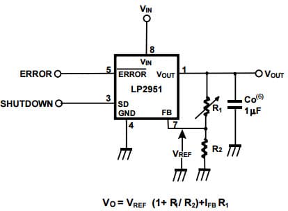 Typical Application for LP2951 Adjustable Micro Power Voltage Regulator