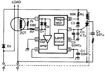 Typical Half-Wave Application Circuit for KA2803B Earth Leakage Detector